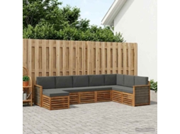 Vidaxl Conjunto De Sofás Para Exterior 6 Pcs Natural E Antracite