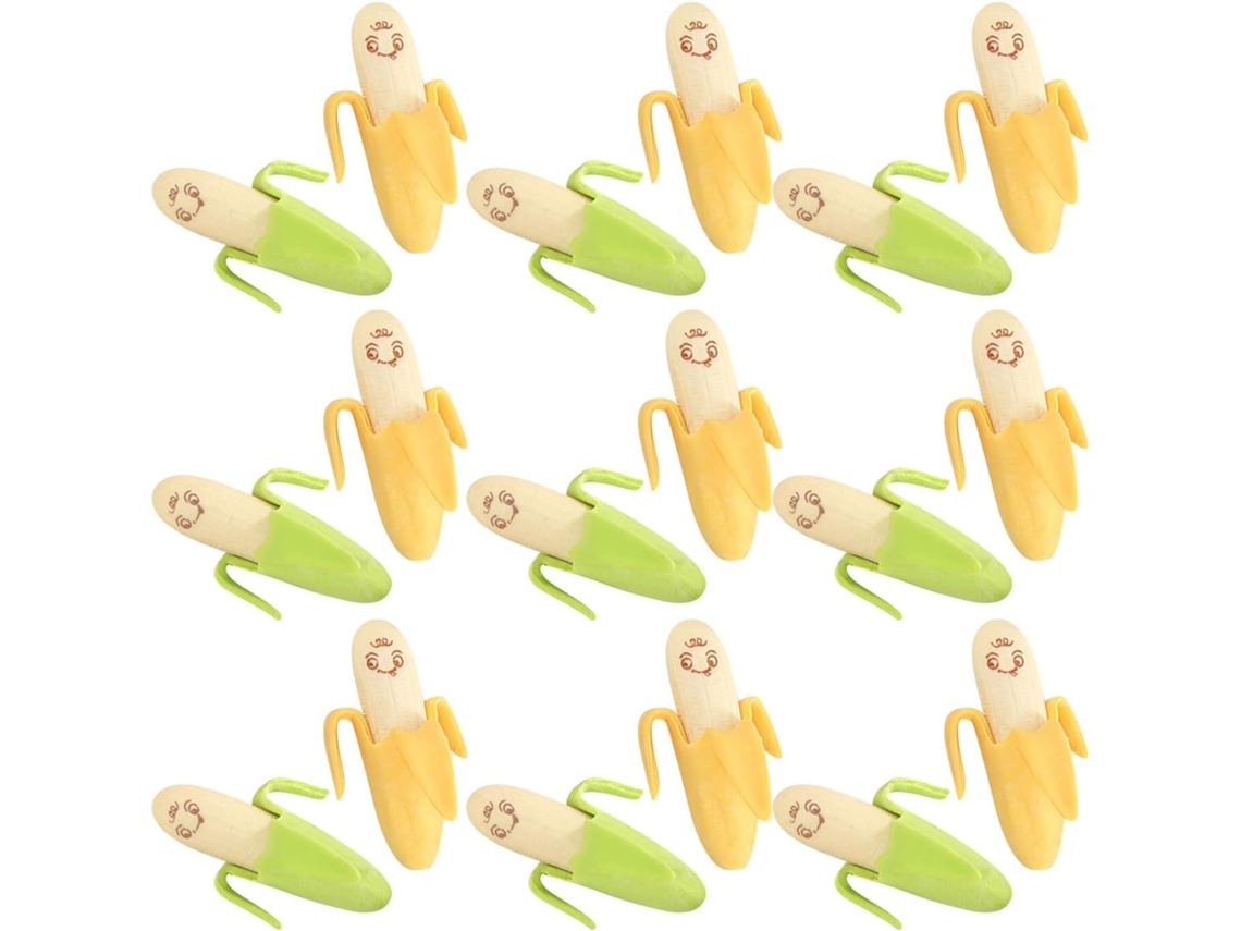 Conjunto de 70 Borrachas Miniatura em Formato Banana, Borracha Macia, Fruta Kawaii, para Desenho e Recompensas