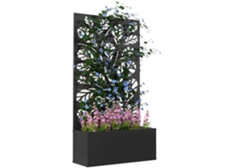 Floreira Com Treliça E Rodas Com Drenagem Para Cultivo De Vegetais Flores E Ervas Aromáticas 40x40x165 Cm Castanho