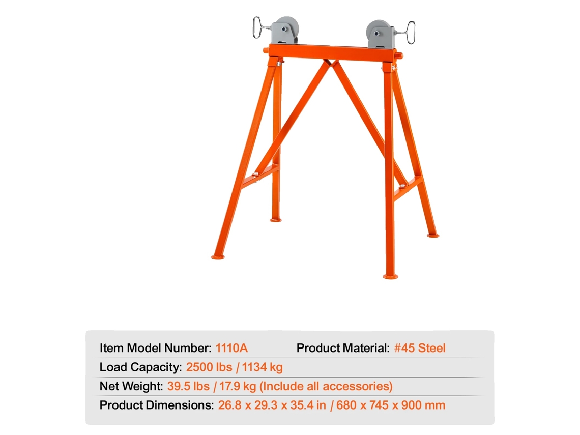 Suporte Para Tubos, Rolos Ajustáveis, Capacidade De 2500 Lbs, Suporte Para Tubo