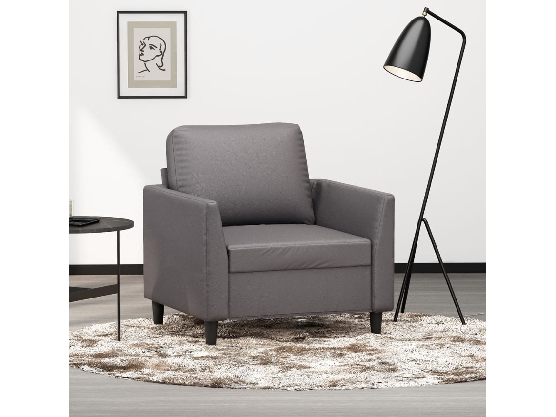 Poltrona De Sala | Cadeira | Poltrona 60 Cm Couro Artificial Cinzento Wsd785686 Lovely Home