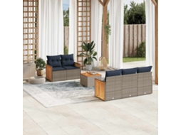 Vidaxl Conjunto De Sofá De Jardim Com 6 Peças E Almofadas Em Rattan Sintético Cinza