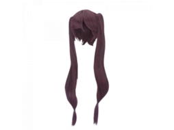 Peruca Preta e Roxa com Duas Tranças e Rosto Fechado para Festas, Fantasias, Peruca Natural para Cosplay. TAISHENGDA