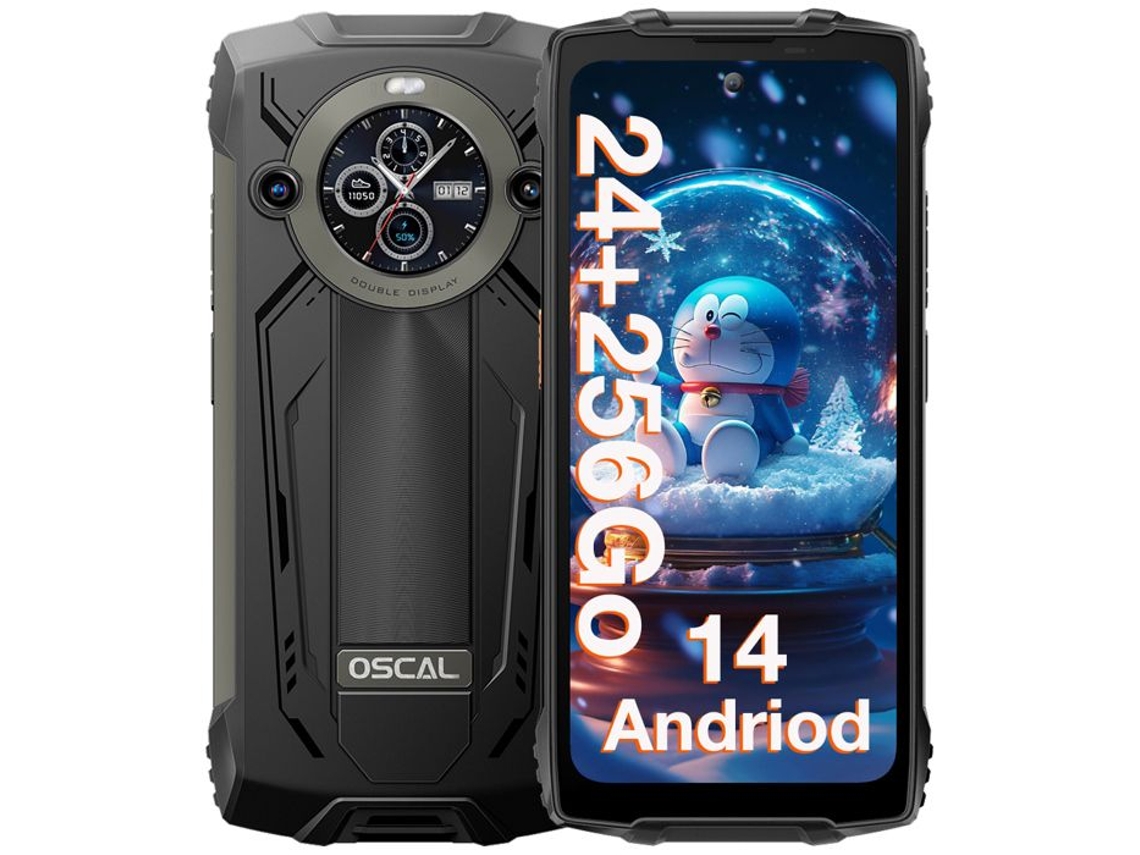 Smartphone Robusto OSCAL Pilot2 256Gb 6 5 120Hz 50Mp 8800Mah Telemóvel Ip68 Nfc Gps Dual Sim Preto