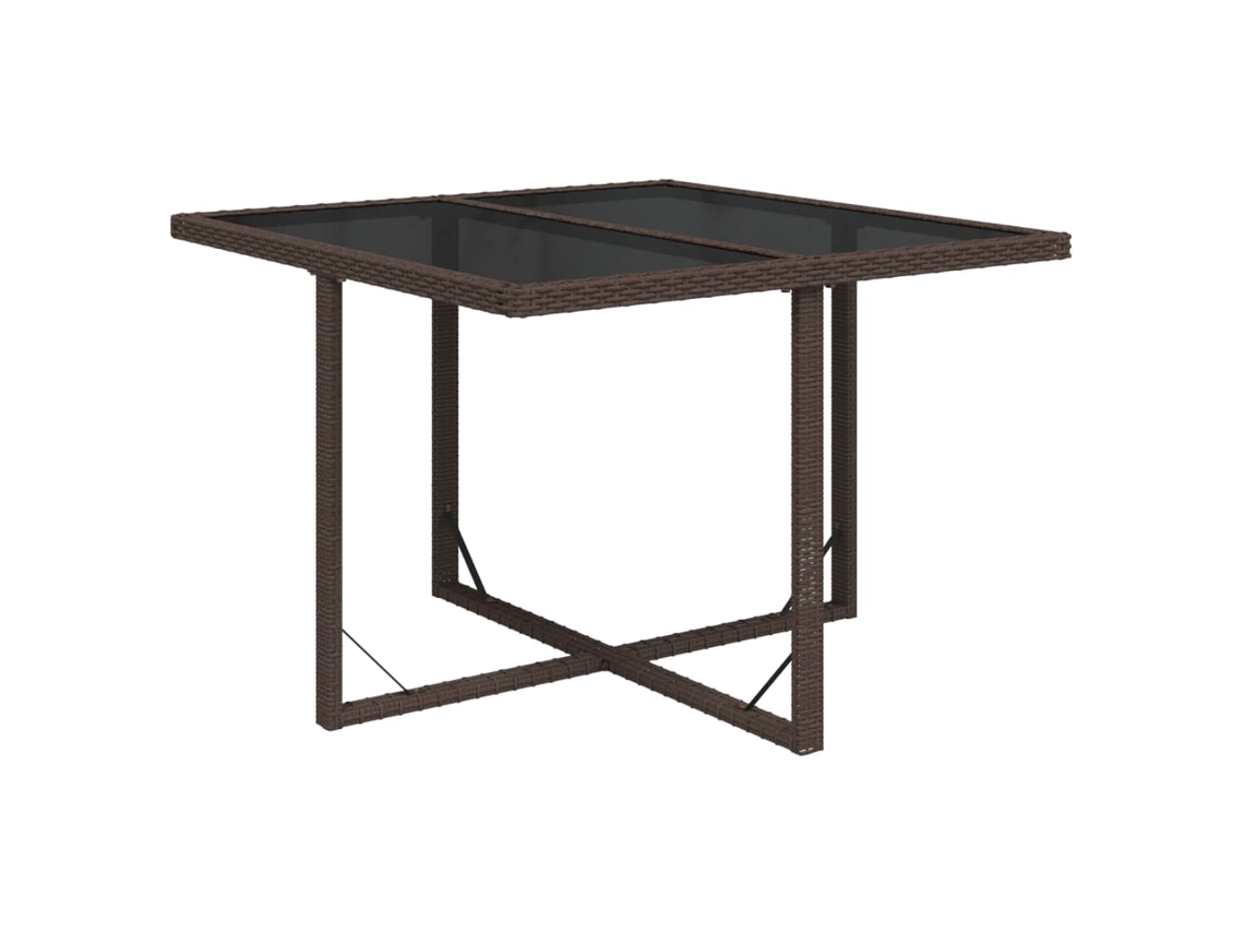 Mesa de Jardim 109x107x74 Cm Vime Pe e Vidro Castanho MAISON EXCLUSIVE