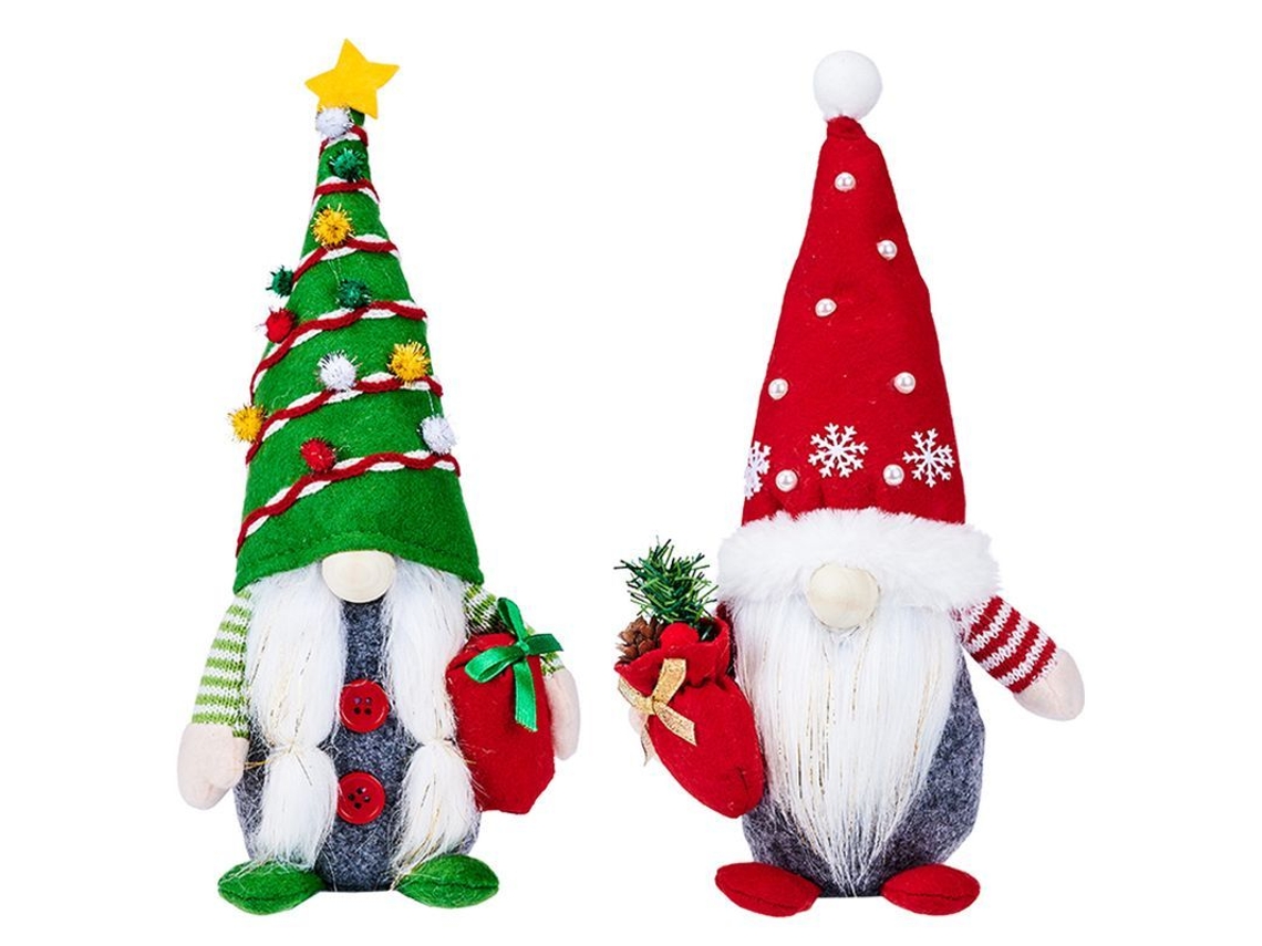2 peças bonecos de gnomos de natal em pelúcia vermelhos artesanais natal Tyi