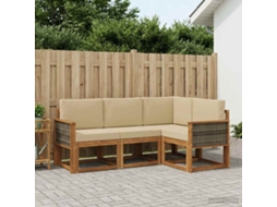 Vidaxl Conjunto De Sofás Para Exterior 4 Unid. Natural E Bege