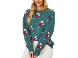 Blusa De Natal Feminina Laxiscreed Com Cervo, Manga Rodada, Bege, Ideal Para O Dia A Dia