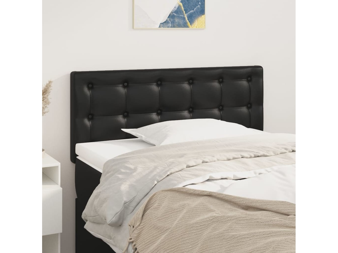 Cabecero de piel sintética 90x5x78/88 cm negro