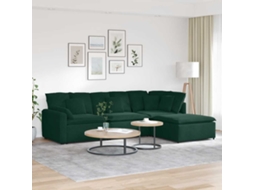 Vidaxl Sofá Modular Com Pufes E Almofadas Veludo Verde-escuro