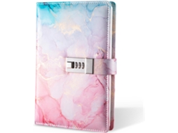 Caderno De Anotações A5 Com Senha Couro Pu Rosa Brilvibera