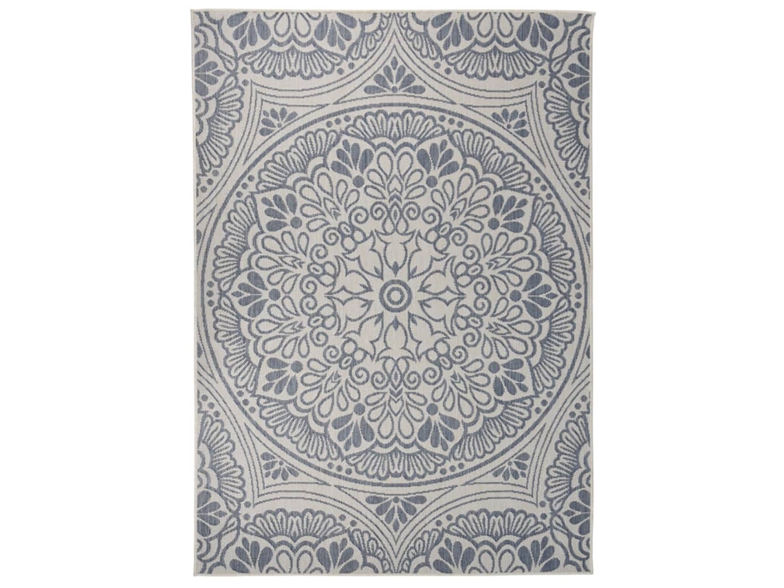 Vidaxl Tapete De Tecido Plano Para Exterior 140x200 Cm Padrão Azul