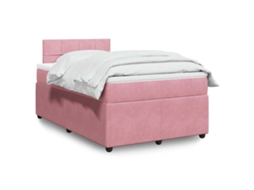 Vidaxl Cama Boxspring Com Colchão 120x190 Cm Veludo Rosa
