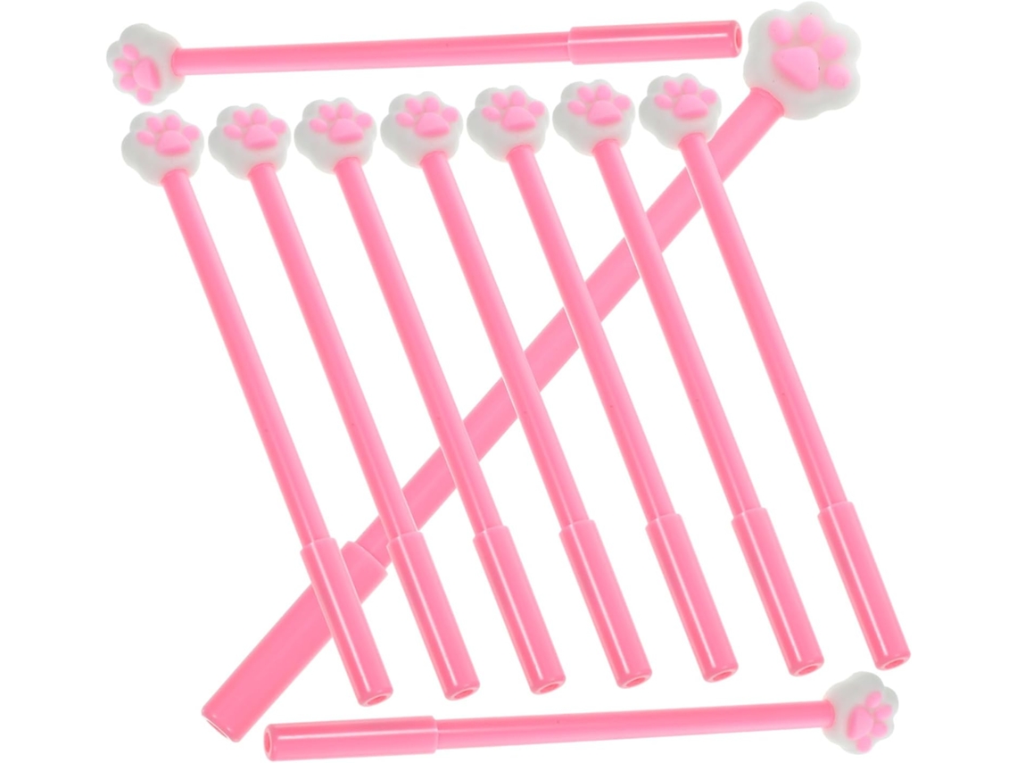 Canetas Em Gel Com Estampa De Pata Gato, 16 Unidades, Plástico Rosa Um