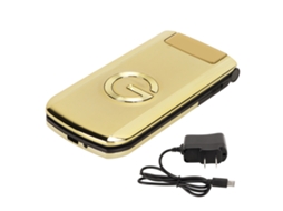 Aetheria telefone Flip para Idosos G9000 Dourado com Tela Grande Fonte Grande Bateria de Longa Duração Dual Sim