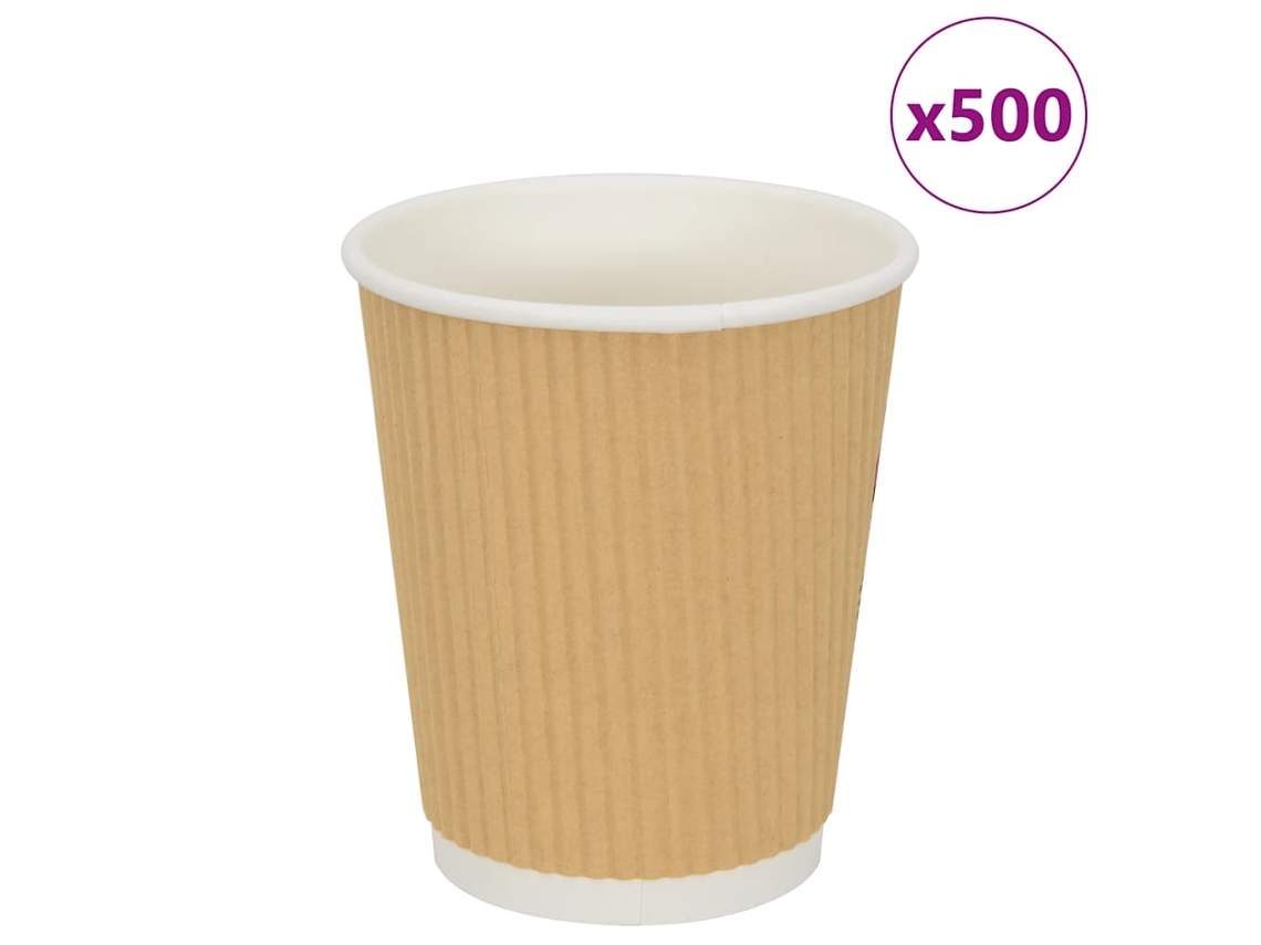 Vidaxl Copos De Café De Papel 500 Pcs 8oz 200ml Castanho