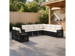 Vidaxl Conjunto De Sofá De Jardim 9 Unid. Preto E Branco Creme Vime Pe