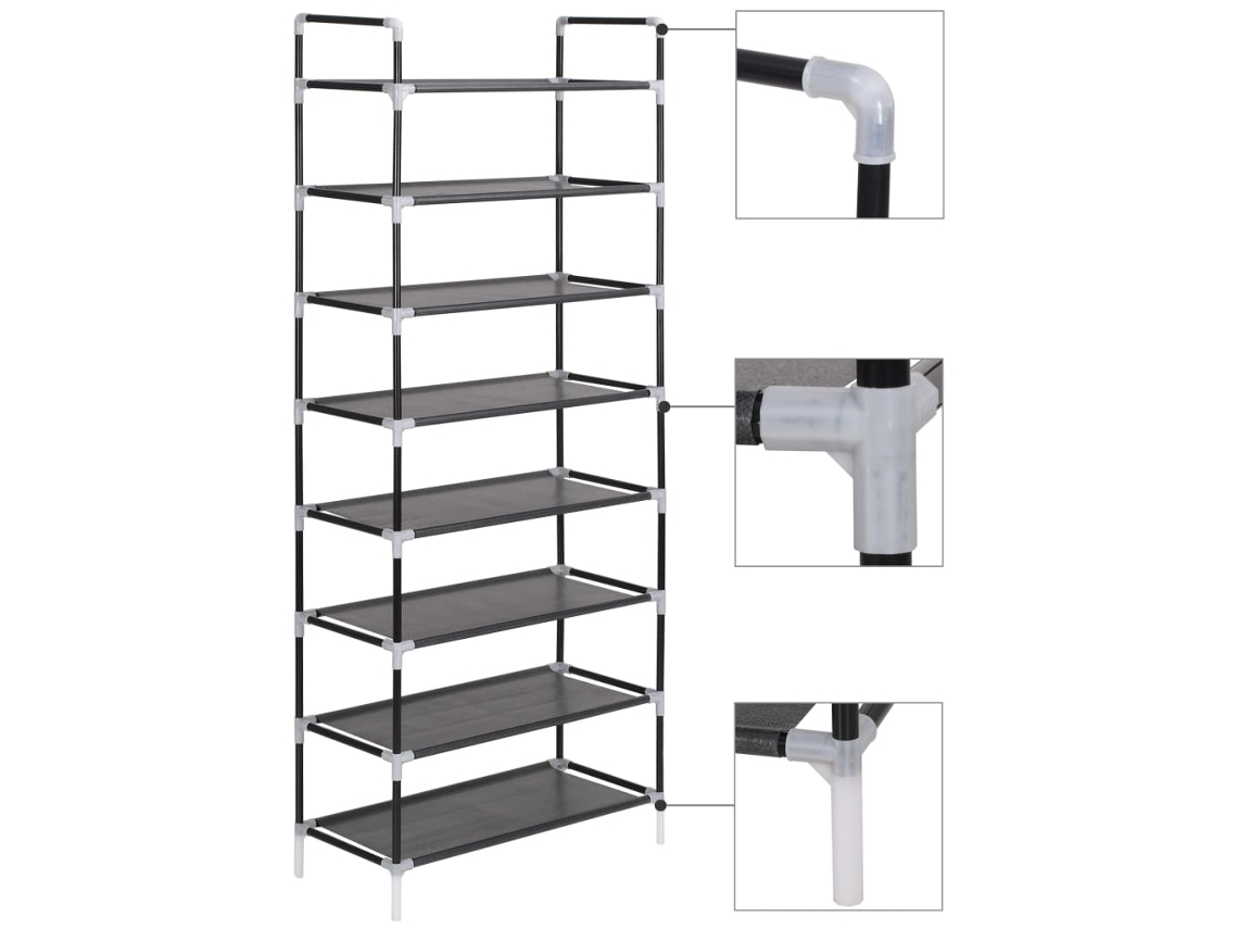 Shoe Rack, Shoe Racks Vidaxl Preto Tecido (60 X 28 X 140 Cm)