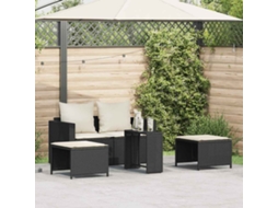 Vidaxl 5 Pcs Conjunto Sofás De Jardim C/ Almofadões Empilhável Vime Pe