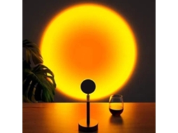 Abajur de Mesa, Monocromático, Projetor de Pôr do Sol, Preto, Recarregável Via Usb, Led, Design Moderno BRILVIBERA