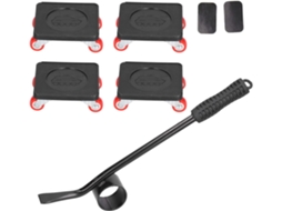 Kit De Movimentação E Elevação De Móveis Com 4 Deslizadores E 4 Rodas Para Cargas Pesadas Até 770 Kg Com Sistema Antiderrapante Em Borracha