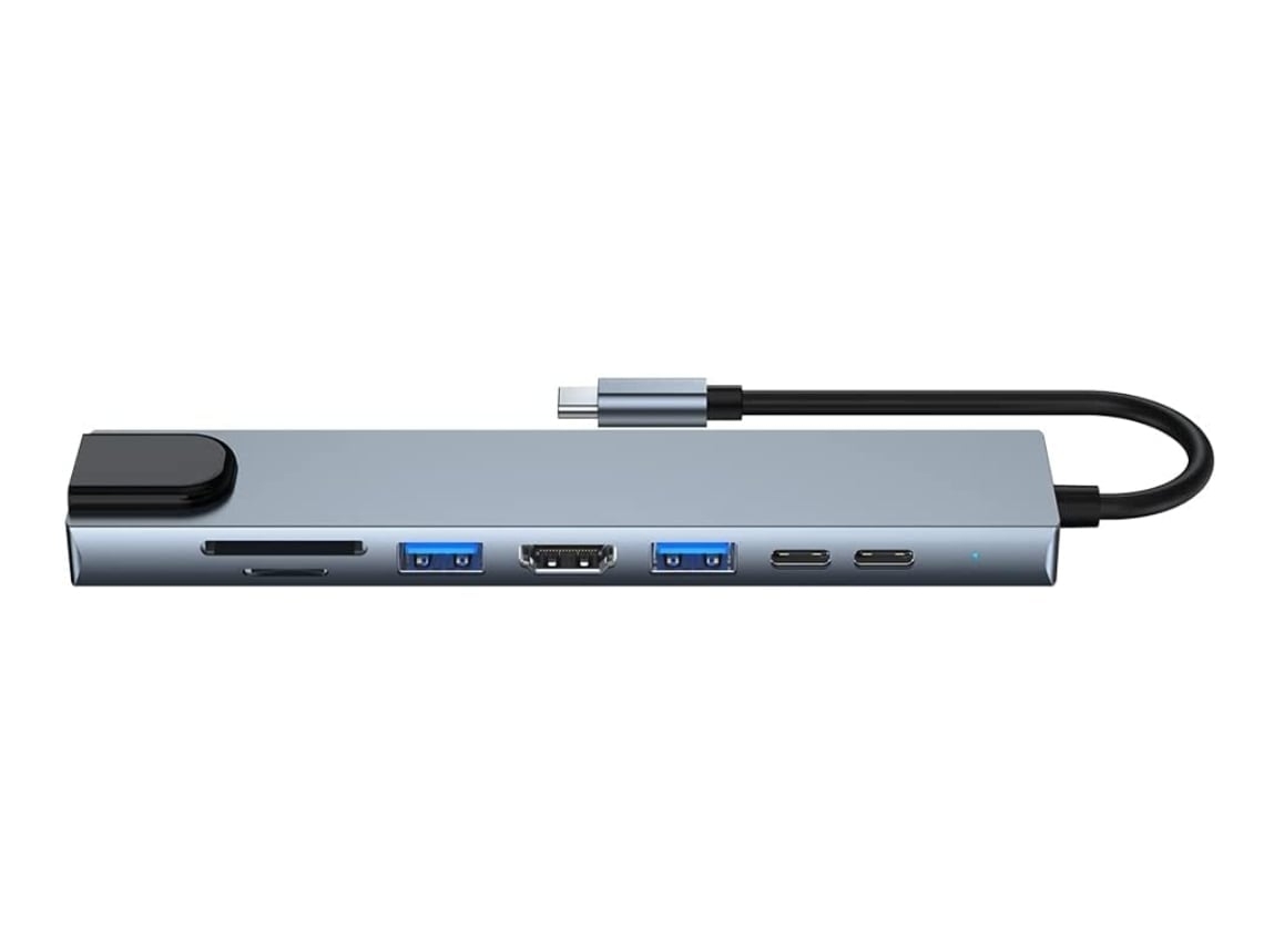 Hub Usb C 8 em 1 ZYBLSSBB com HDMI, Ethernet, Usb 3.0 e carregamento