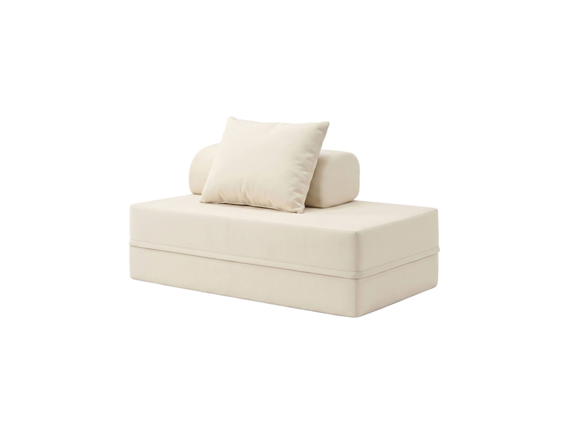 Sofá Modular 2 Lugares Convertível Liso Bege SKOFFA