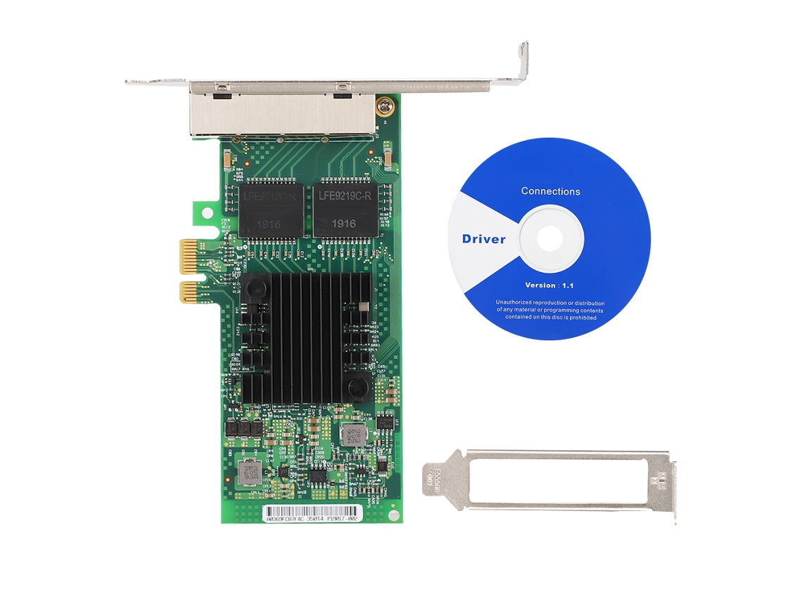 Para Placa De Rede Gigabit De Quatro Portas Pci-e X1 Intel I350-t4 I350am4 10/100/1000mbps