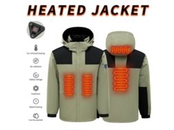 Ltengoo Hj-04g Jaqueta Corta-vento Unissex 4 Áreas 3 Níveis Aquecimento Gola Alta Capuz Vento Caminhadas Esportes Inverno