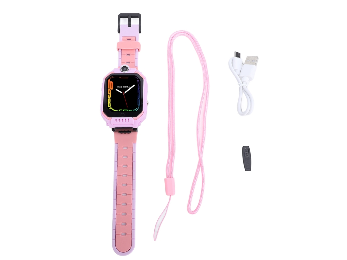 Relógio Inteligente Infantil Hd Touchscreen Câmera Ip68 À Prova D'água Silicone Presente Rosa