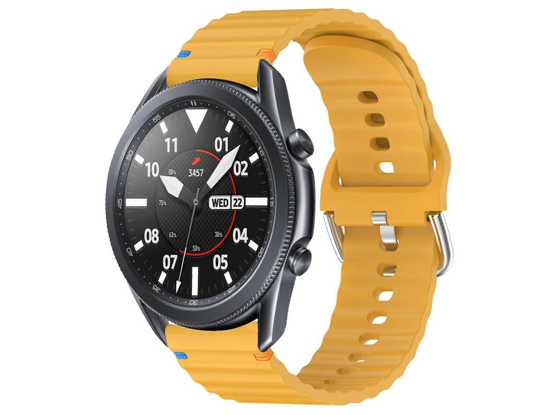Pulseira De Silicone De 22 Mm Com Textura Ondulada E Costura Para Samsung Galaxy Watch 3 De 45 Mm.