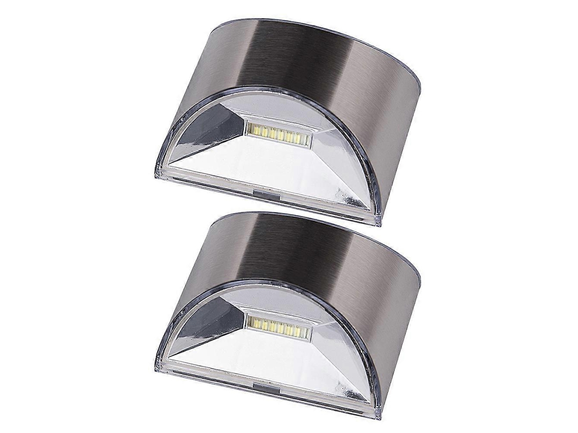 Rebe 2 Lâmpadas de Parede Exteriores Solares Antiparabólica Led para Jardim Pátio Fence Ip44 50lm 6 8h 10x8x5.3cm Plata