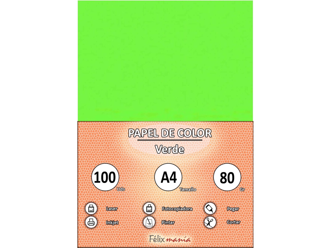 Papel 80Gr A4 Verde 100 Folhas