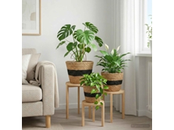 Vidaxl Cestos De Plantas De Erva Marinha 3 Pcs Natural E Preto