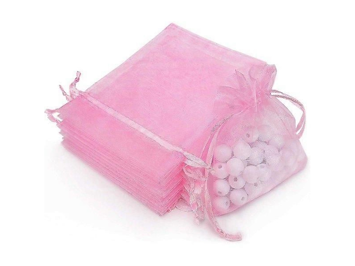 100 Peças De Sacos Transparentes De Organza Com Cordão, Tamanho 7x9cm (2,8x3,6 Polegadas)
