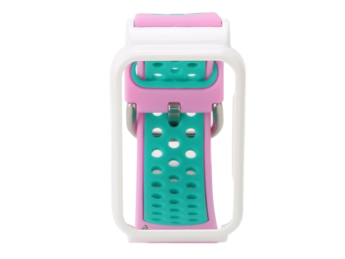 Pulseira de Silicone com Case Bumper para Mi Band 7 Pro Rosa, Verde e Branco