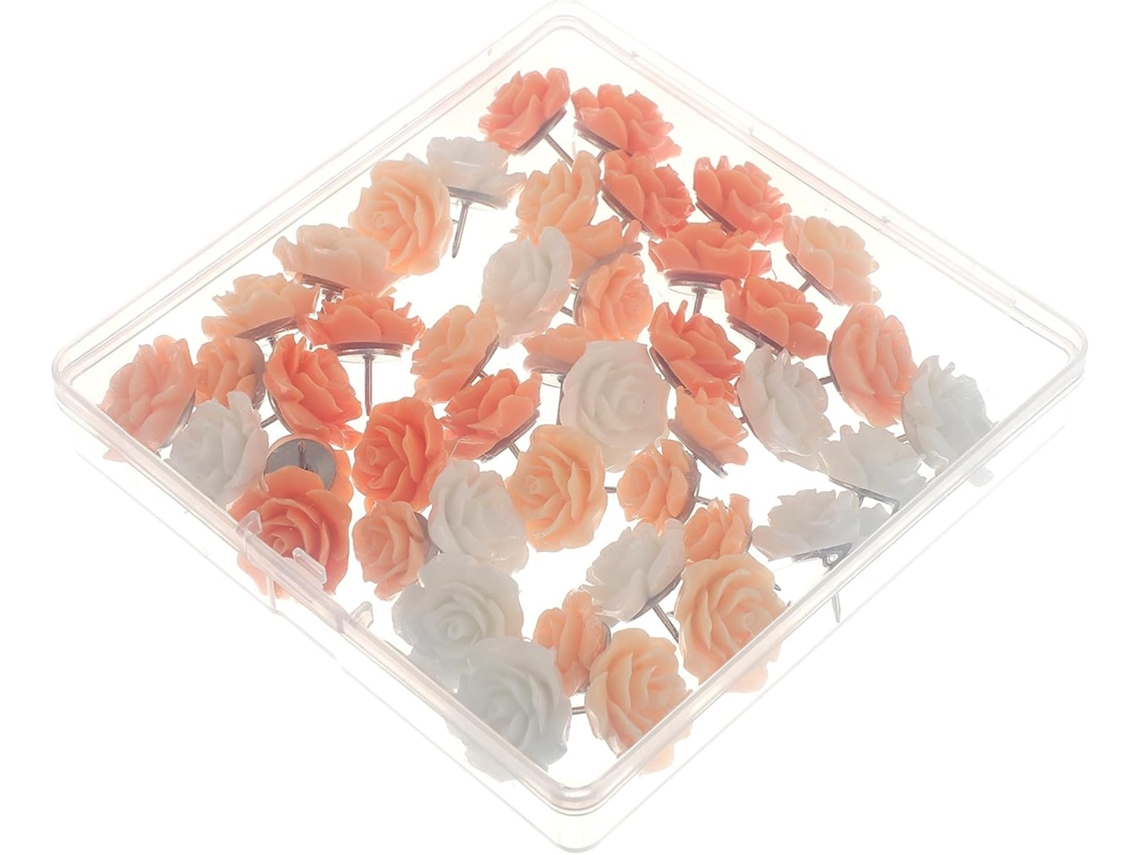 Supvox Alfinetes Decorativos em Formato de Flor, 40 Unidades, Leves e Duráveis, Formas em Resina e Arame de Aço, Ideais