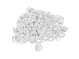 Anel Primerox para pé de aves, 100 peças, plástico branco