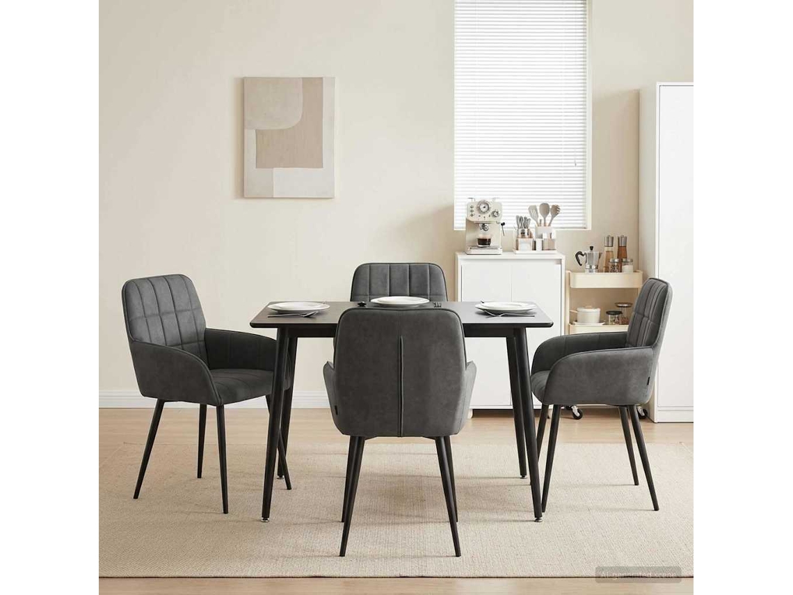 Vidaxl Cadeiras De Jantar 4 Unid. Veludo Cinzento-escuro
