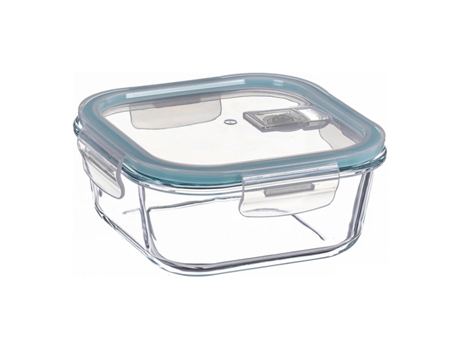 Lancheira Ovenza Transparente Vidro De Borosilicato Quadrado 1,2 L