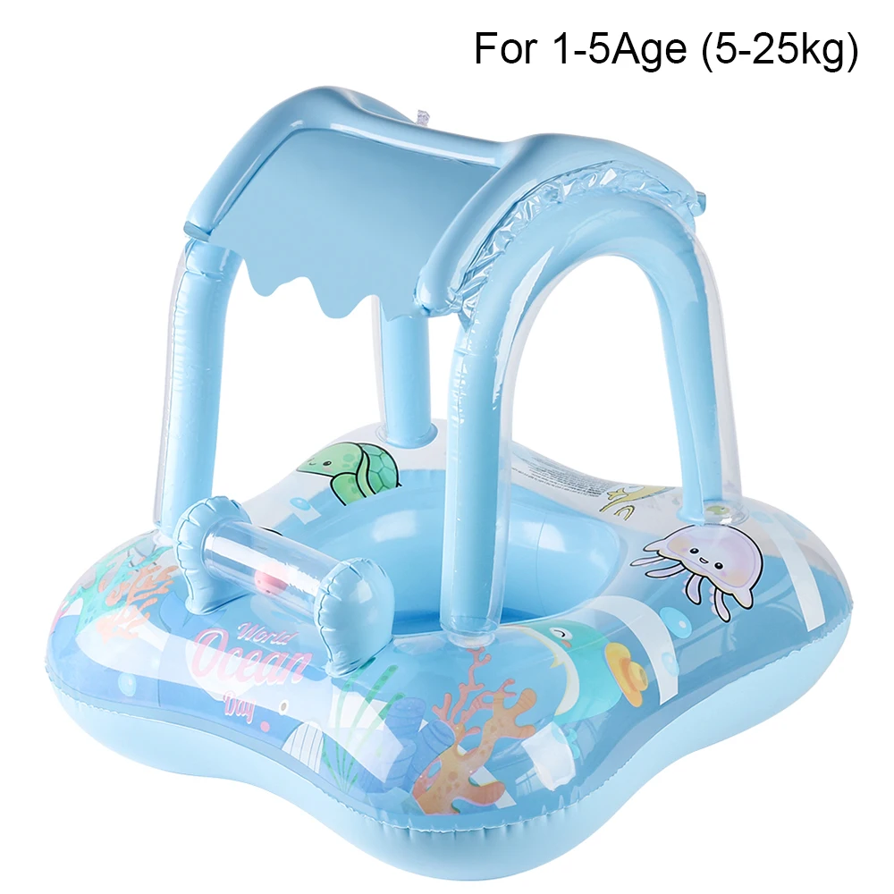 (azul) 1 Boia Infantil Para Piscina Com Proteção Solar, Boia Para Piscina Infantil, Anel De Natação