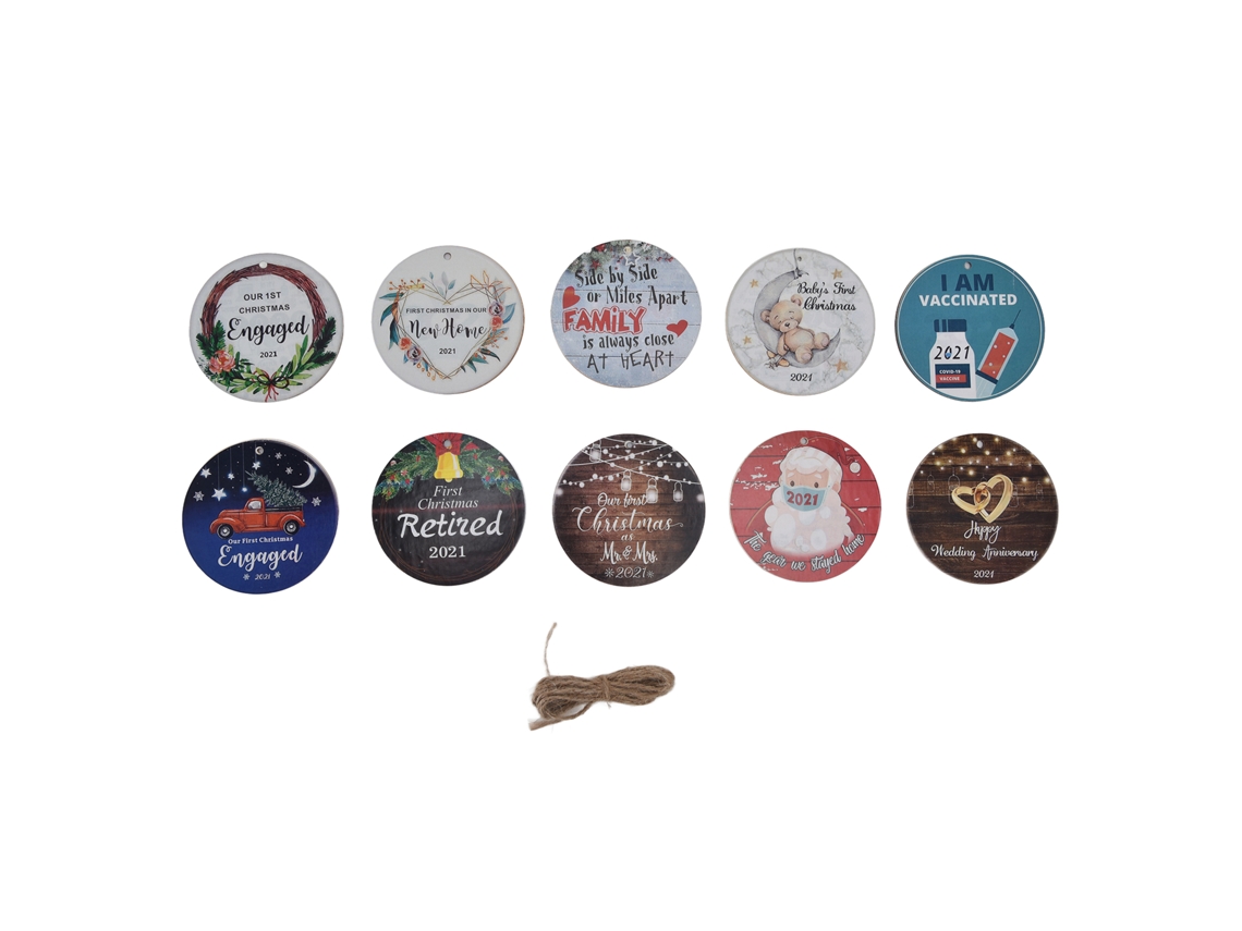 10pcs pendentes de natal de madeira com padrões bonitos para decorar árvore e presentes