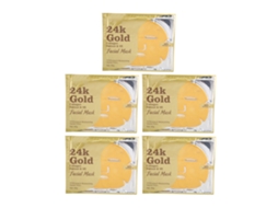5pcs Máscara Facial De Ouro 24k Colágeno Hidratante Iluminadora Reduz Rugas Fina Folha Para Cuidado Da Pele