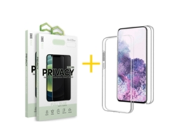 Pack 2 x Película de Vidro Temperado Anti-Spy + Capa SKYHE Apple iPhone 16 Pro Max Dupla 360º Transparente Clear