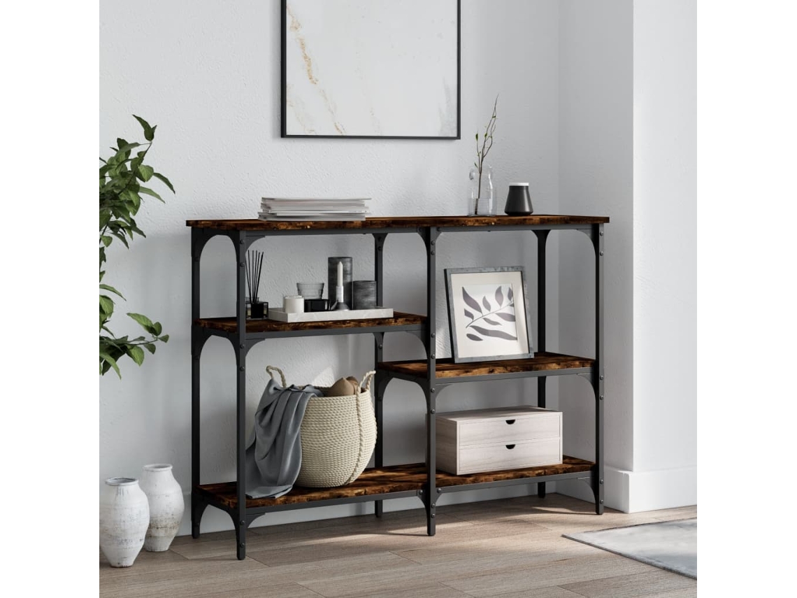 Vidaxl Mesa Consola 102x29x75 Cm Derivados De Madeira Carvalho Fumado