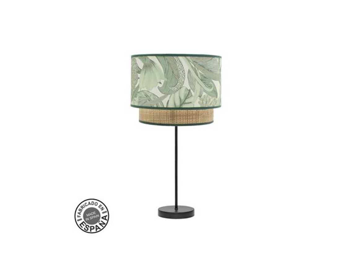 Candeeiro De Mesa Grande Congo 1xe27 Preto/verde Natural 64x30x30 Cm Fabrilamp