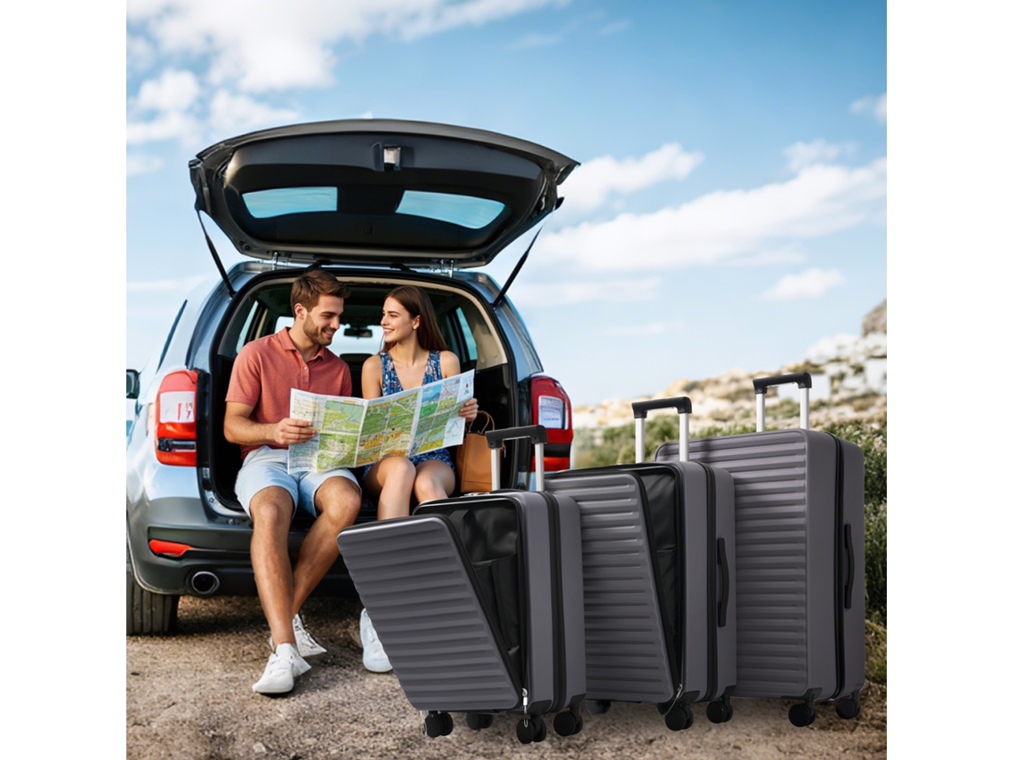 3 Malas Abertura Frontal Porta copos Abs Tsa 360° 20/24/28 VELTRIX