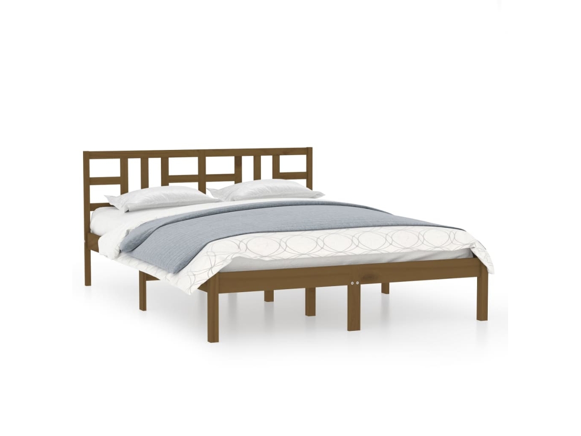 Estrutura De Cama Vidaxl Marrom Madeira (205.5x205.5x31 Cm)