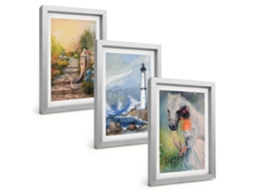 Composição De Quadros Cenário De Farol, Menina A Cavalo Espelharte (3 Peças 20x30 Cm)