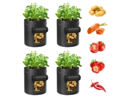 Pacote com 4 Sacos de 38L para Plantio de Batatas com Aba Visível LYYTUNG (preto)